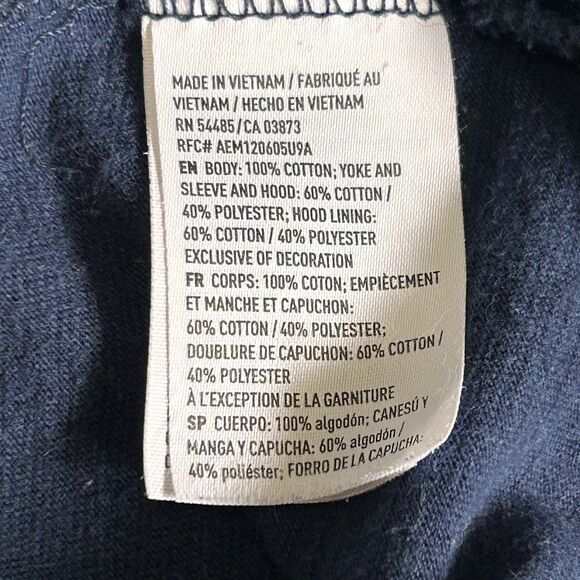 American Eagle Mens S Big Eagle Logo Thermal Long Sleeve Hoodie Henley Blue Gray - Picture 7 of 12